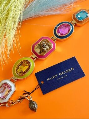 Kurt Geiger Colorblock Faceted Gem Link Bracelet